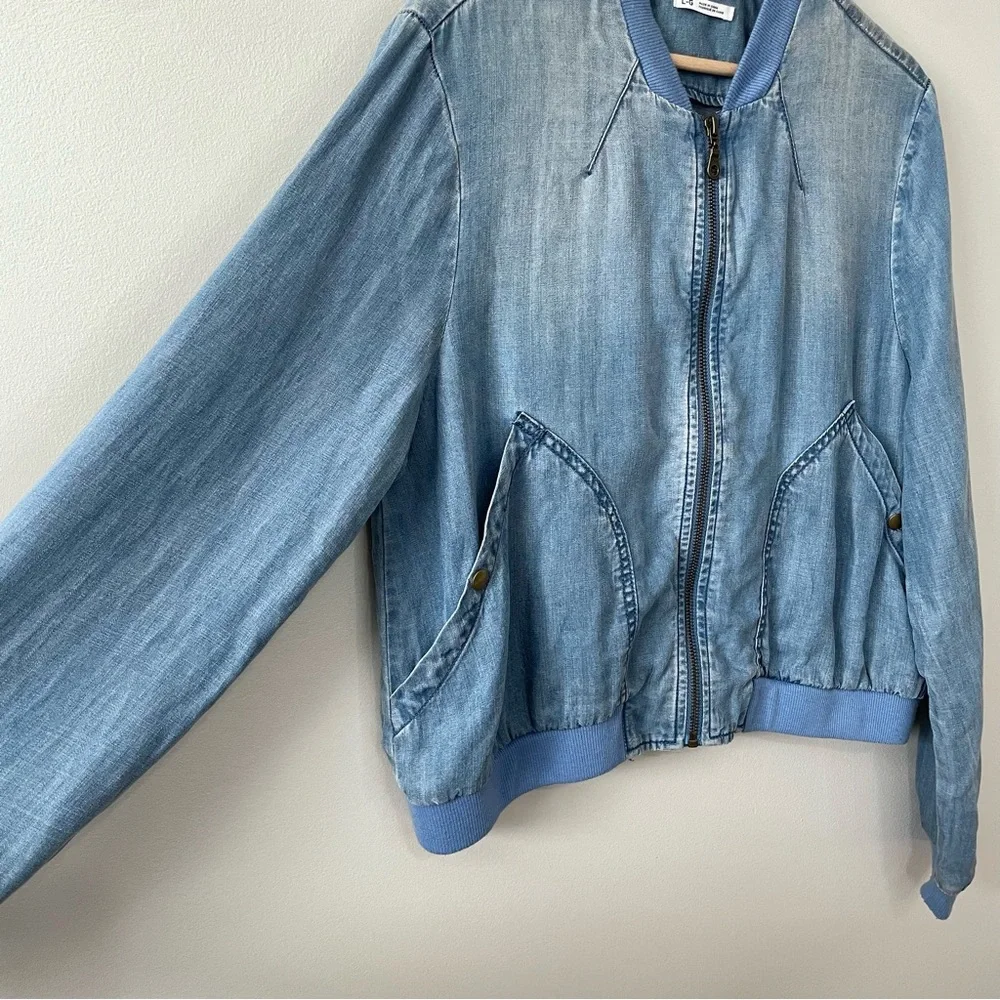 Urban Outfitters Light Blue Denim Bomber Jacket